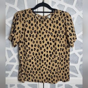 a new day Black and Tan Animal Print Short Sleeve Top